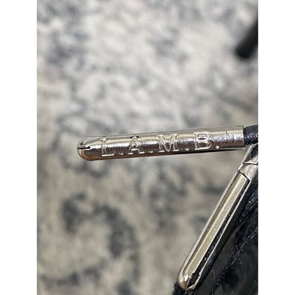 L.A.M.B. Suede Stiletto Studded Ankle Strap Heels in Black Size 81/2 - Picture 7 of 9